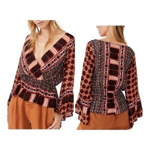 NWT FREE PEOPLE ROSALIE FAUX WRAP TOP SIZE XS